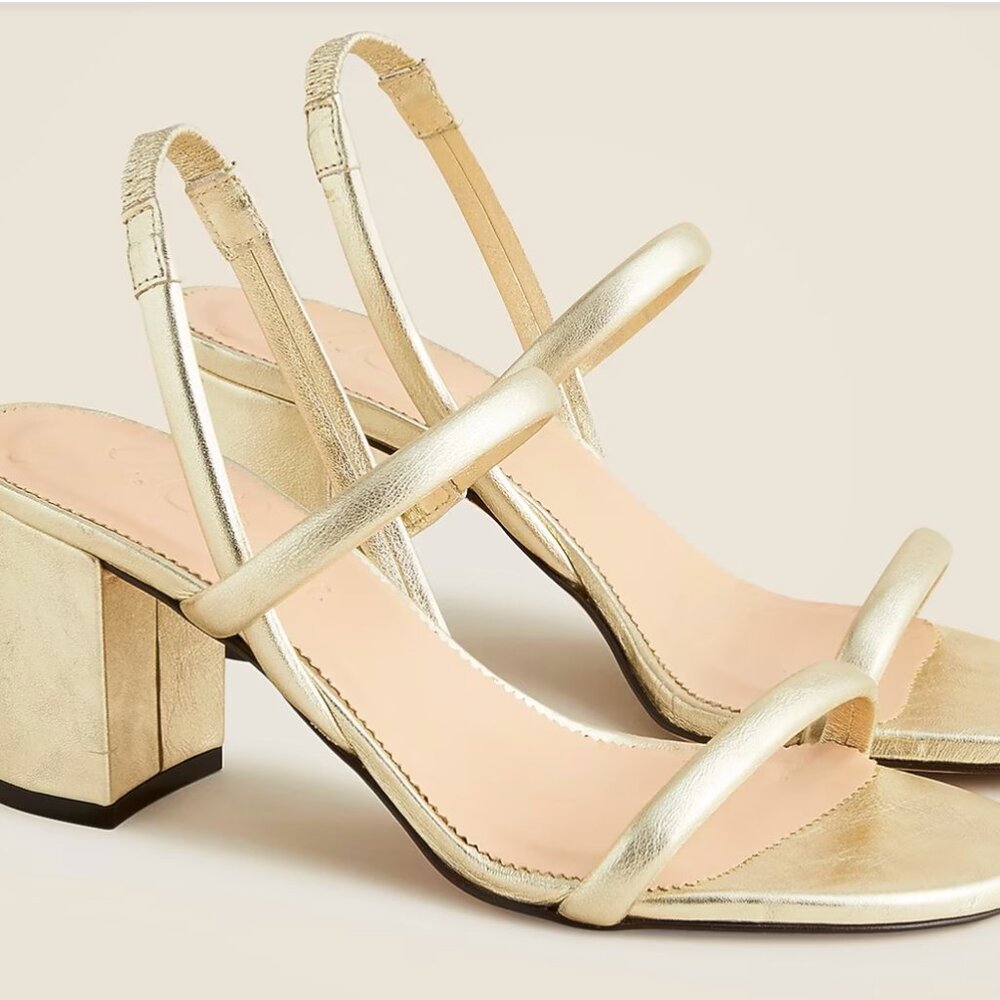 J. Crew Lucie slingback block-heel sandals in metallic leather